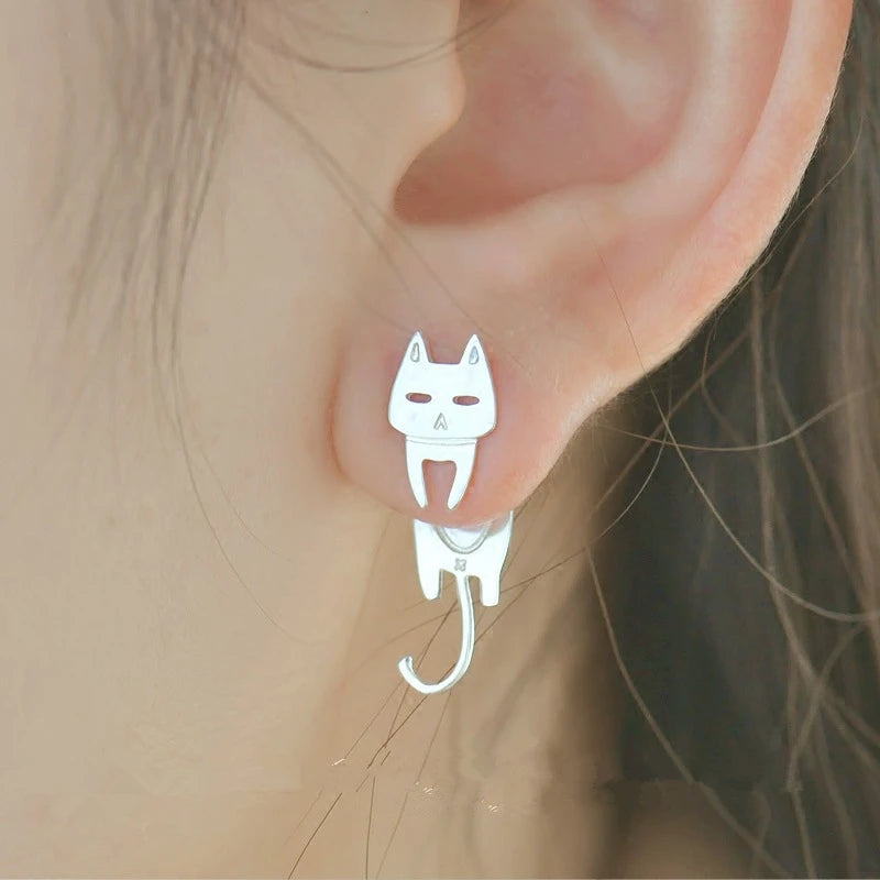 Hypoallergenic Sterling Silver Cat Fish Stud Earrings