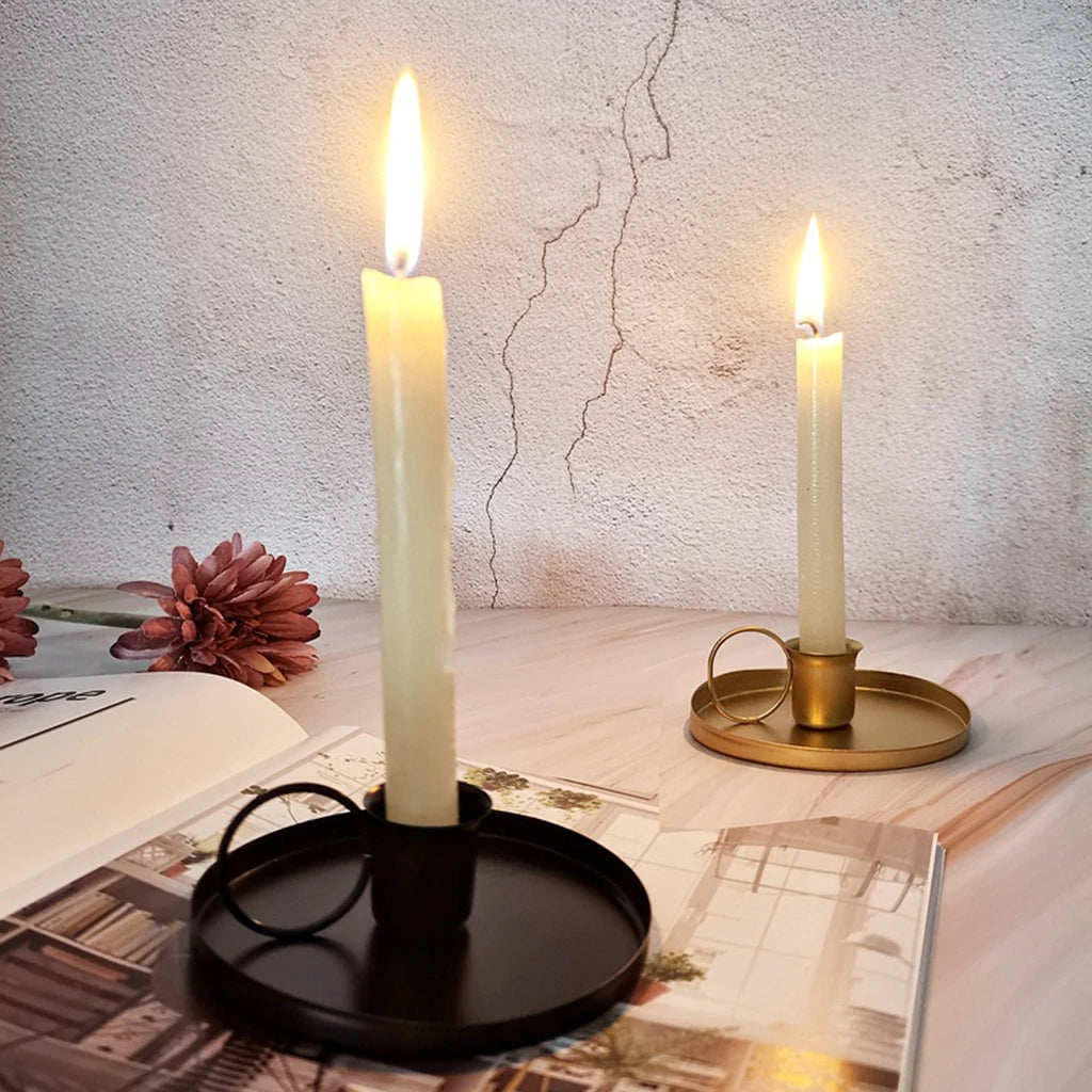 Matte Black Iron Taper Candle Holder