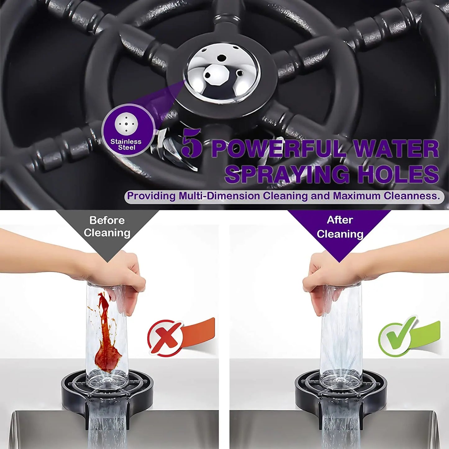 High Pressure Automatic Glass Cup Washer Kitchen Sink