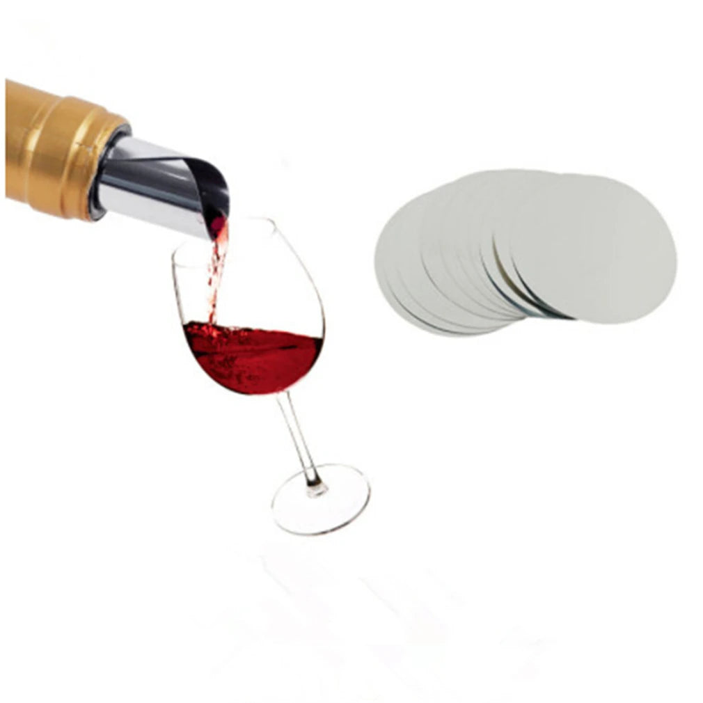 Foldable Wine Pourer Aluminum Foil Silver Drop Stop Pouring Disk Pour - 10pcs