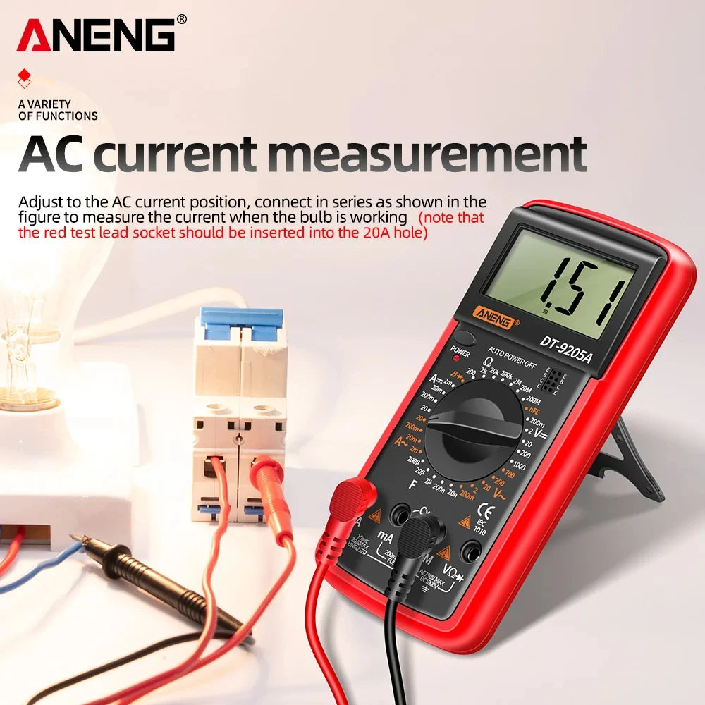 ANENG DT9205A Digital Multimeter AC/DC Transistor Tester Electrical