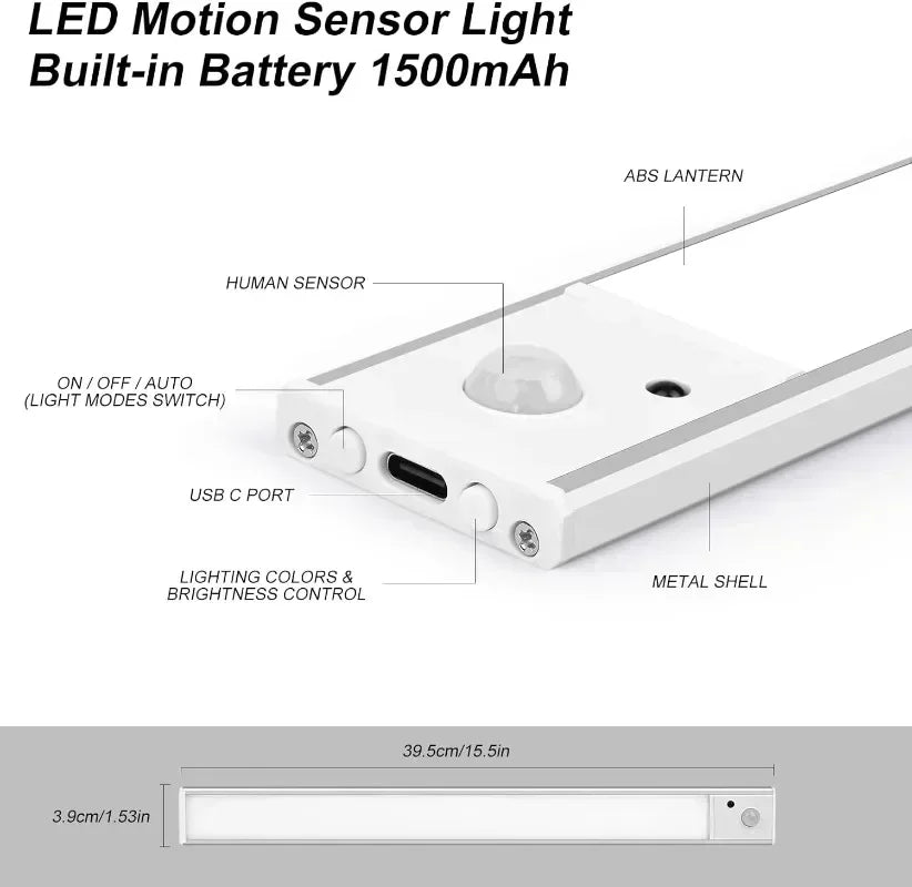 Wireless LED Night Light Motion Sensor USB Rechargeable