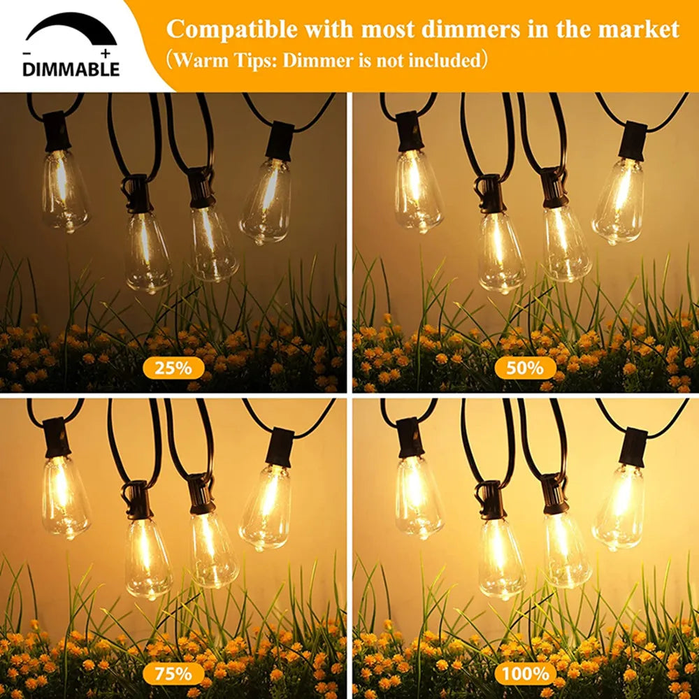 LED String Lights Plastic Shatterproof Bulbs Waterproof Patio Lights