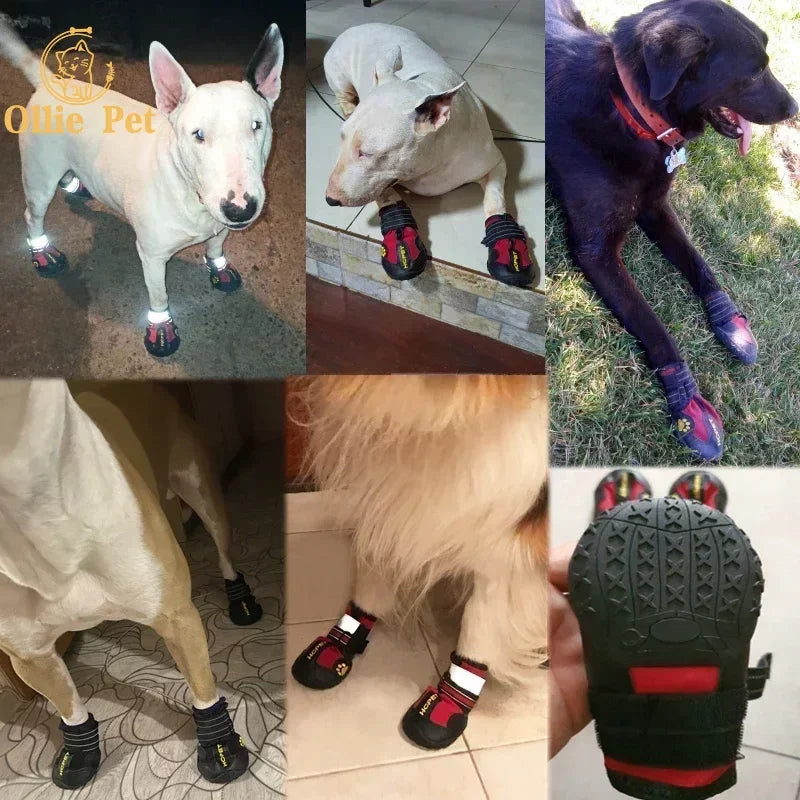 Dog Reflective Shoes for Small and Large Pet - Waterproof, Anti-Slip, Snow