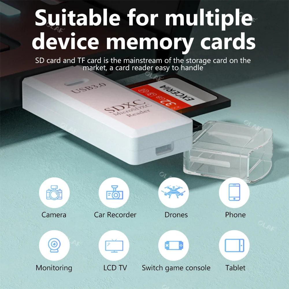 2-in-1 USB Card Reader - USB 3.0/2.0 to SD/Micro SD Adapter