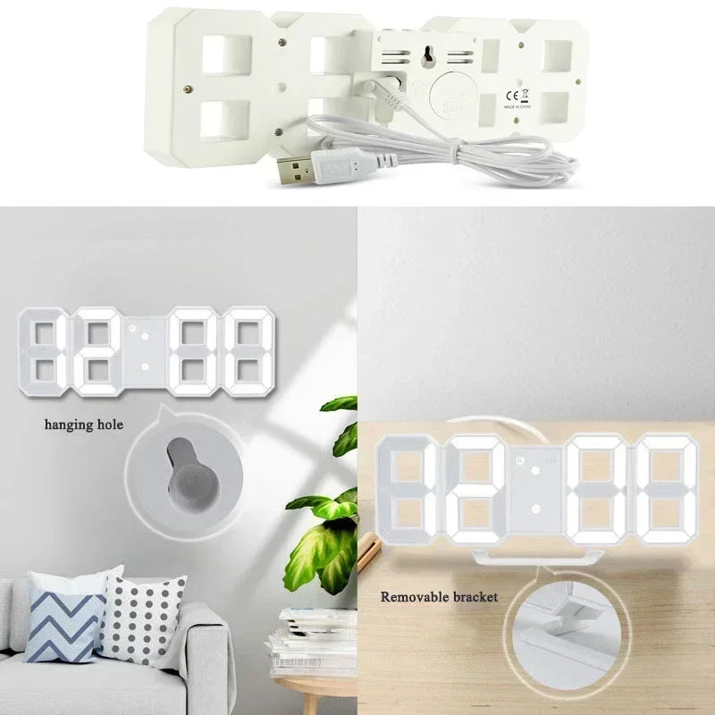 3D LED Digital Alarm Clock Wall