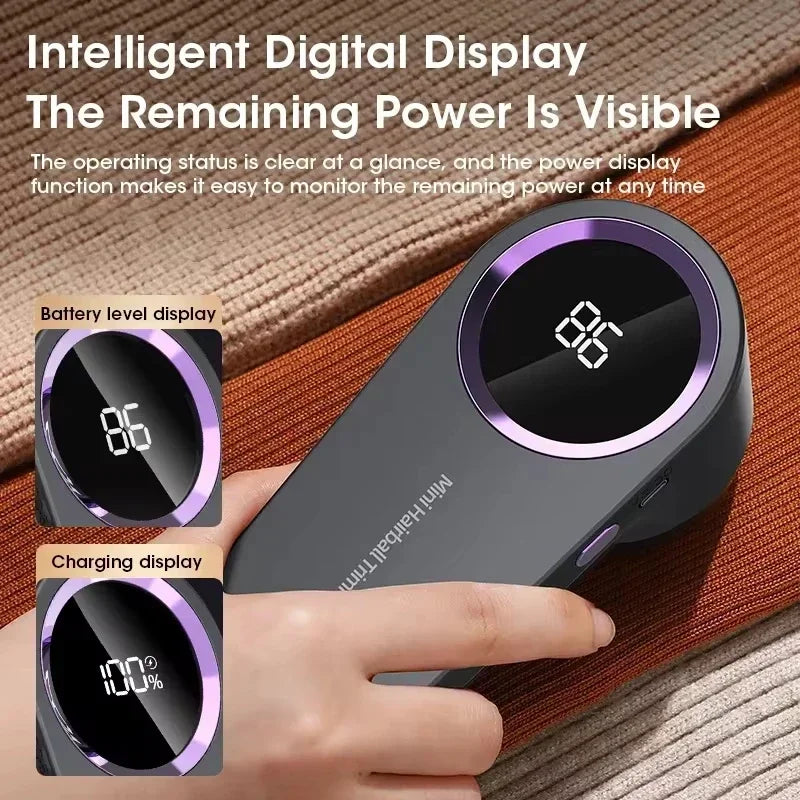 Portable Electric Lint Remover - LED Display, Rechargeable Fabric Shaver