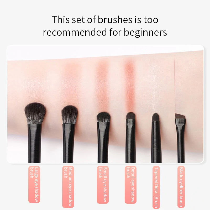 Natural Eye Makeup Brush Set - 6pcs