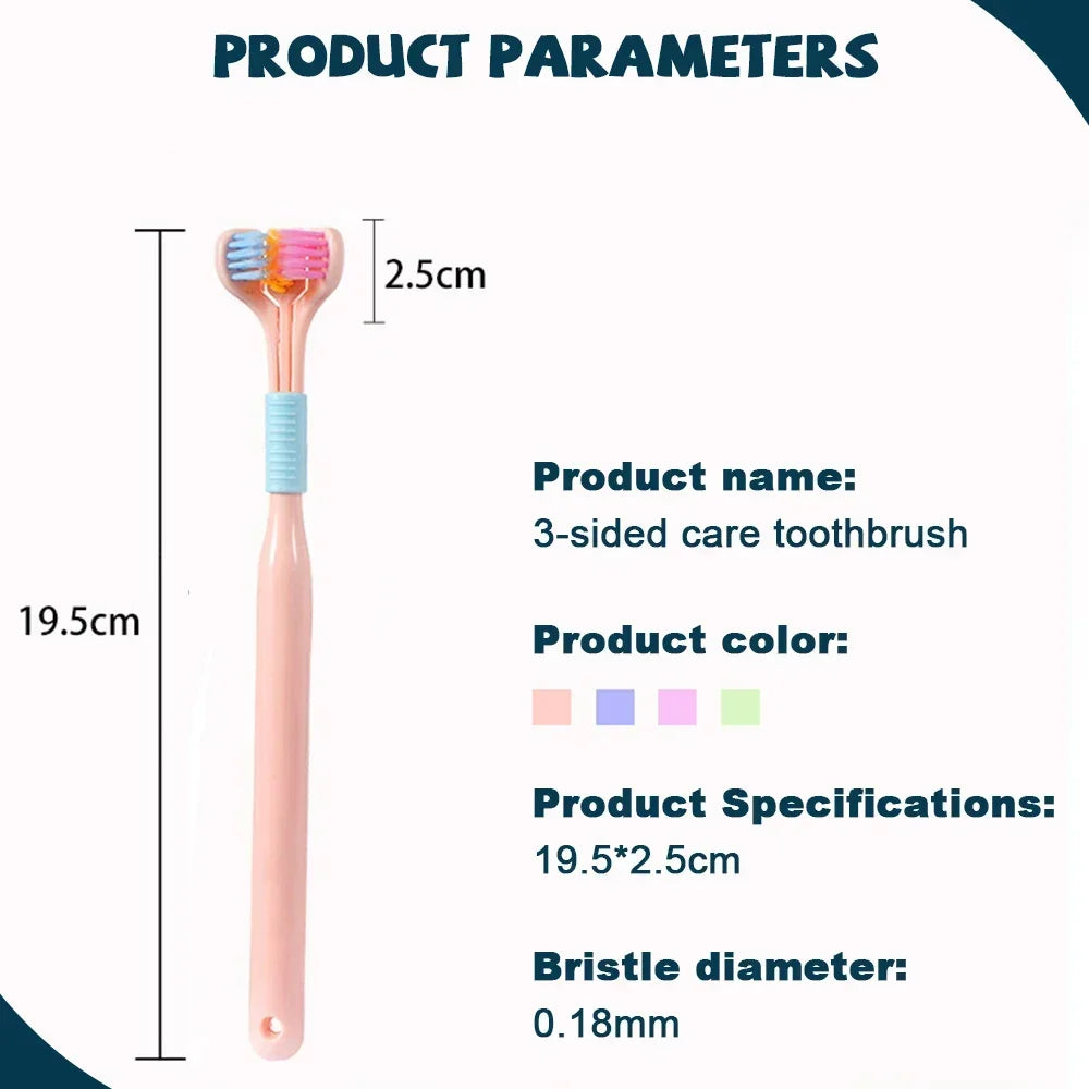 Toothbrush Ultra Fine Soft Bristle Oral Care Three Sided