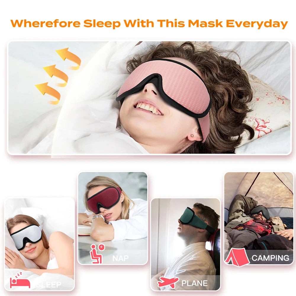 3D 100% Light Blockout Sleep Mask – Soft, Breathable, Pressure-Free