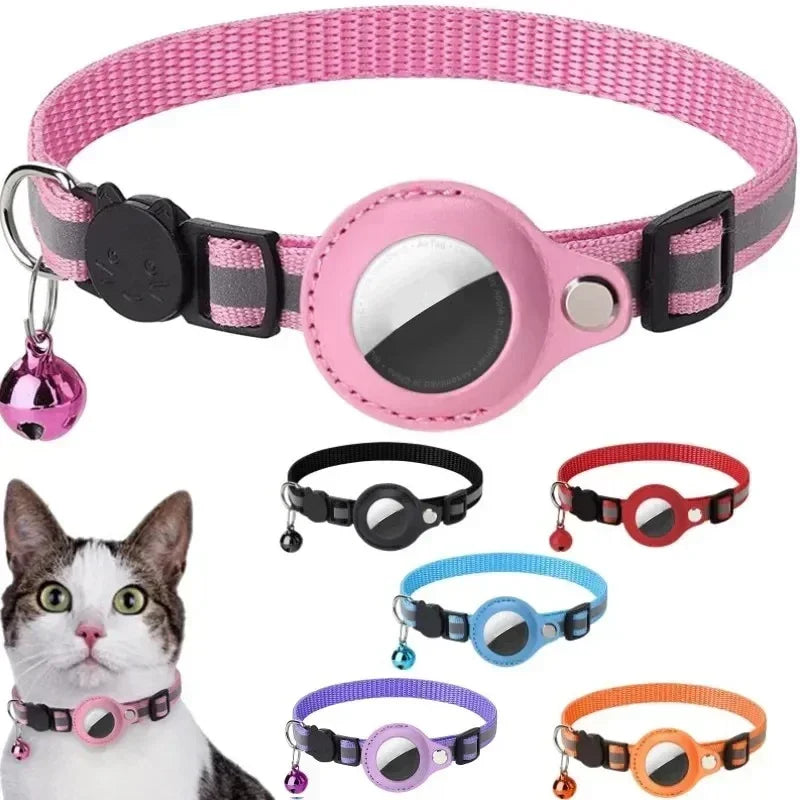 Anti-Lost Cat Collar for Airtag GPS Tracker Protective Case With Bell Reflective