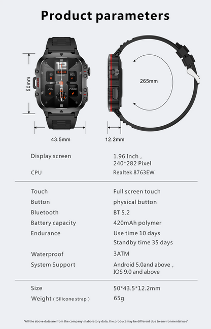 Men’s Smart Watch – Bluetooth Call, Fitness, 3ATM Waterproof