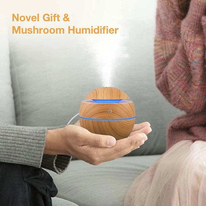 Humidifier Electric Air Aroma Diffuser Wood Ultrasonic 130ML