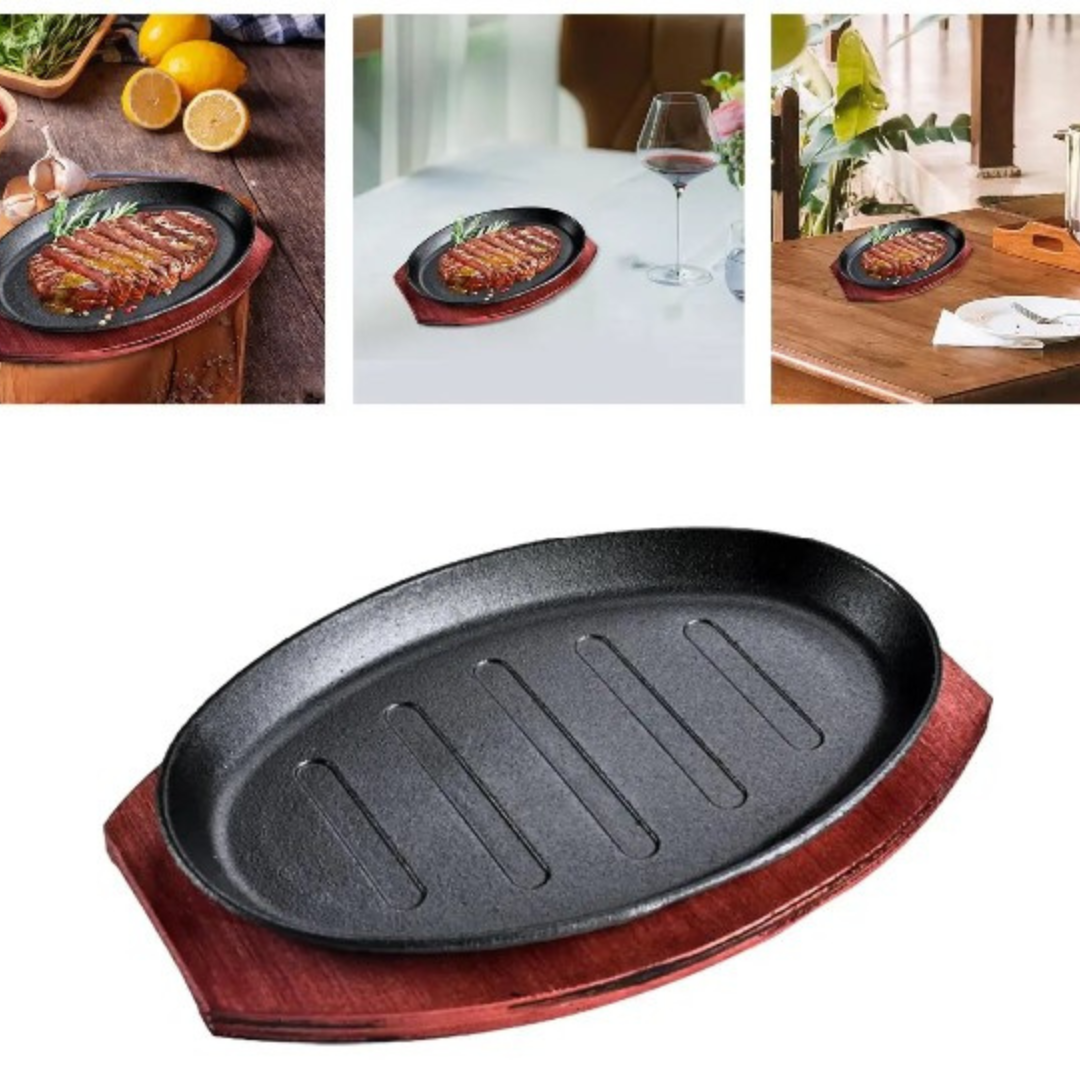 Steak Fry Plate Server Vegetables Grill Pan