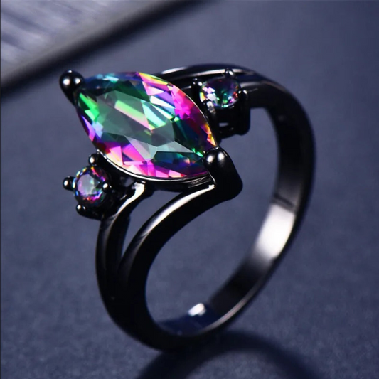 Women's Black Rainbow Fashion Ring