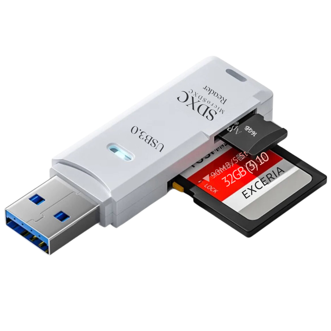 2-in-1 USB Card Reader - USB 3.0/2.0 to SD/Micro SD Adapter